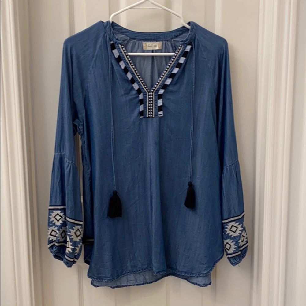 Denim long sleeve top